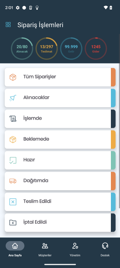 Laçin Halı Yıkama Android Sipariş Durumları