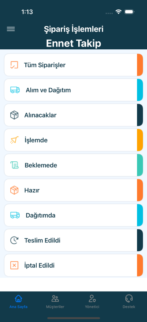 Laçin Halı Yıkama iOS Sipariş Menüsü